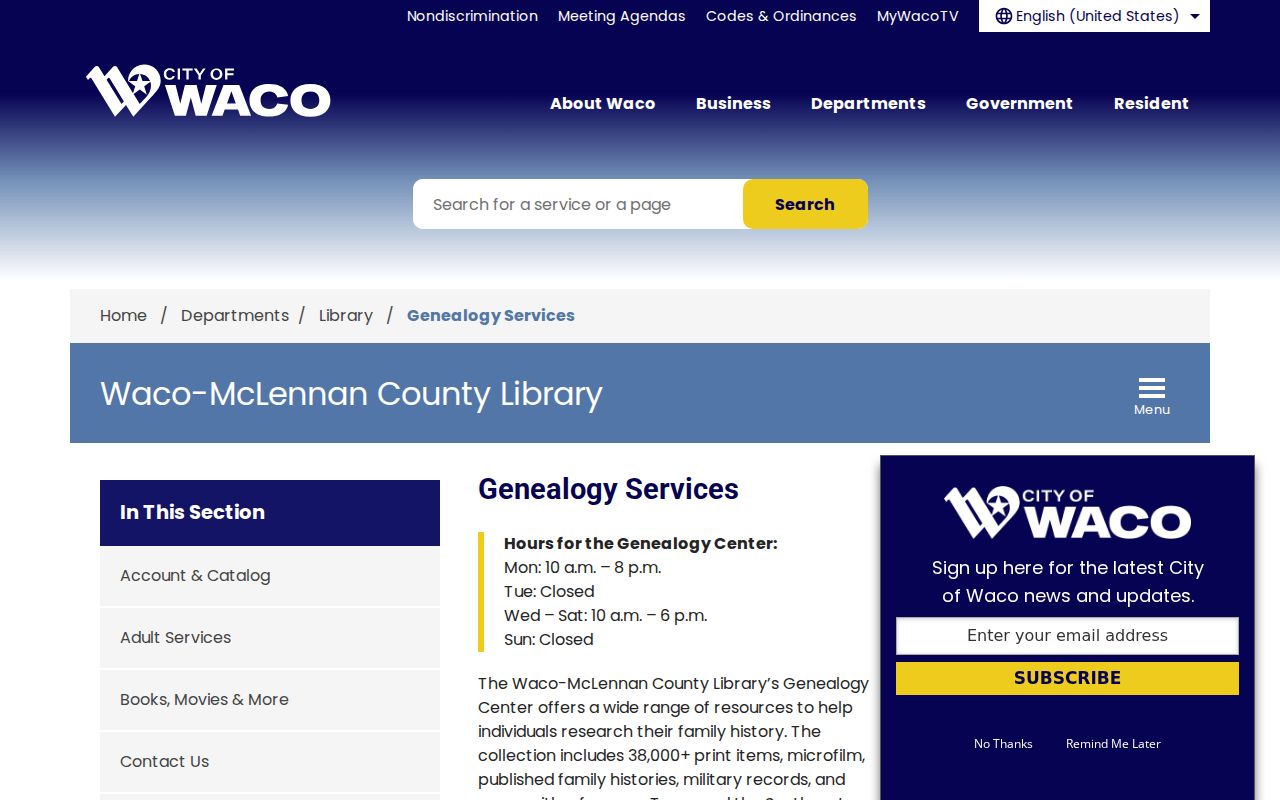 Waco city directory research at the Waco-McLennan County Library Genealogy Center